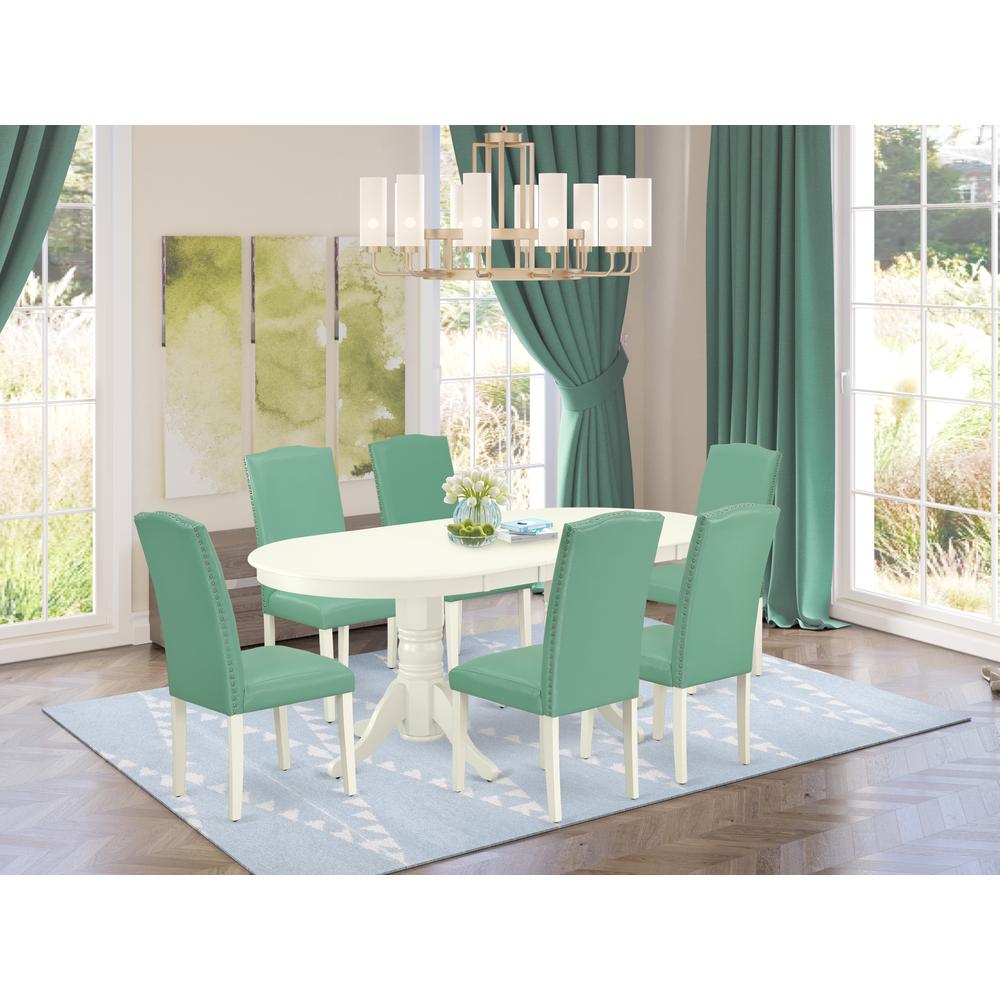 Dining Room Set Linen White, VAEN7-LWH-57