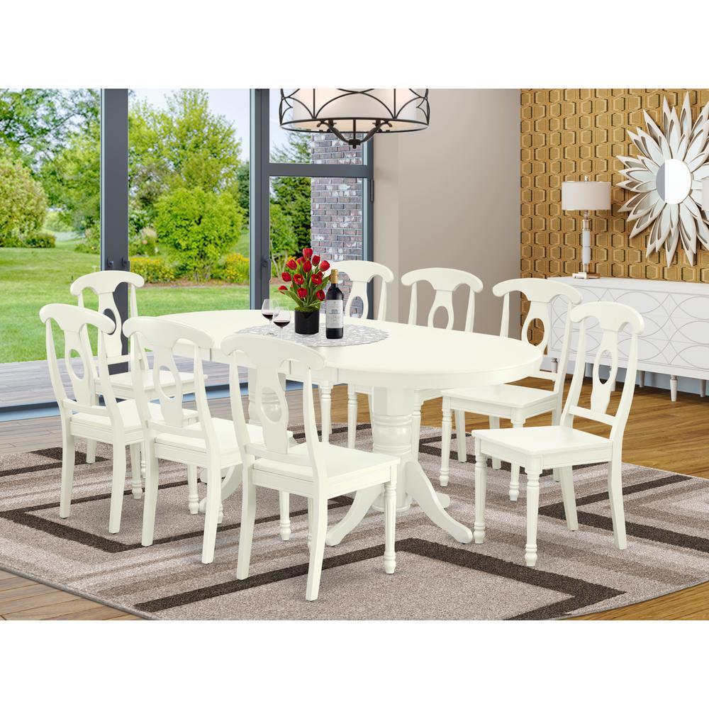 Dining Room Set Linen White, VAKE9-LWH-W
