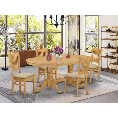 VANC5-OAK-C 5 Pc Dining room set Table with Leaf and 4 Chairs for Dining