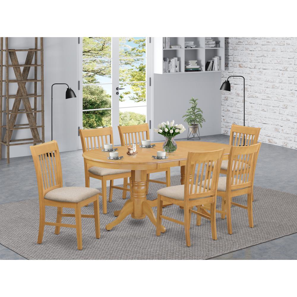 VANO7-OAK-C 7 Pc Dinette set - Kitchen dinette Table and 6 dinette Chairs