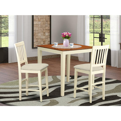 VERN3-WHI-C 3 Pc counter height Table and chair set-pub Table and 2 Kitchen bar stool