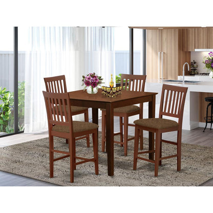 VERN5-MAH-C 5 PC Counter height Table set-Square counter height Table and 4 counter height Chairs