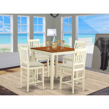 VERN5-WHI-C 5 Pc counter height pub set - counter height Table and 4 Kitchen Dining Chairs.