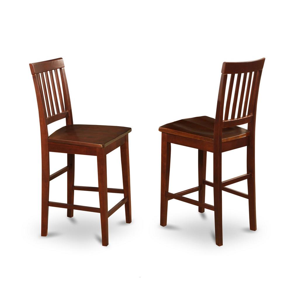 Vernon  Counter  Stools  with  Wood  Seat  -  Mahogany  Finish,  Set  of  2