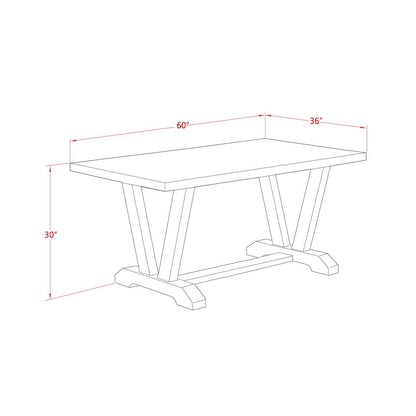 East West Furniture 1-Piece, Kitchen Table with Rectangular Distressed Jacobean Table top and Linen White Wooden Legs Finish