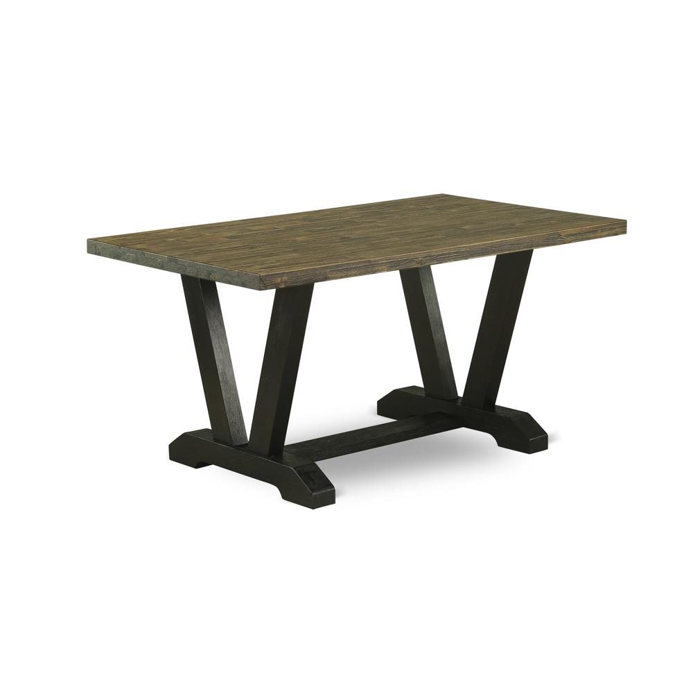 East West Furniture 5-Pc Dining Table Set Includes 4 Dining Room Chairs with Upholstered Seat and High Back and a Rectangular Kitchen Dining Table - Black Finish