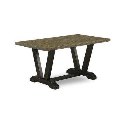 East West Furniture 5-Pc Dining Table Set Includes 4 Dining Room Chairs with Upholstered Seat and High Back and a Rectangular Kitchen Dining Table - Black Finish