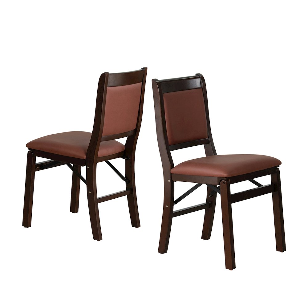 Waco Kitchen Chairs with PU Leather Seat, 3-X Back, Set of 2, Mahogany Wood