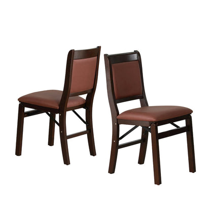 Waco Kitchen Chairs with PU Leather Seat, 3-X Back, Set of 2, Mahogany Wood