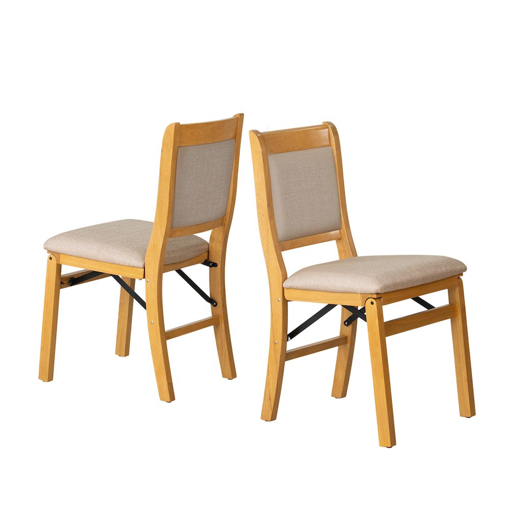 Waco Dining Chairs with PU Leather Seat, 3-X Back Design, Set of 2, Oak Wood