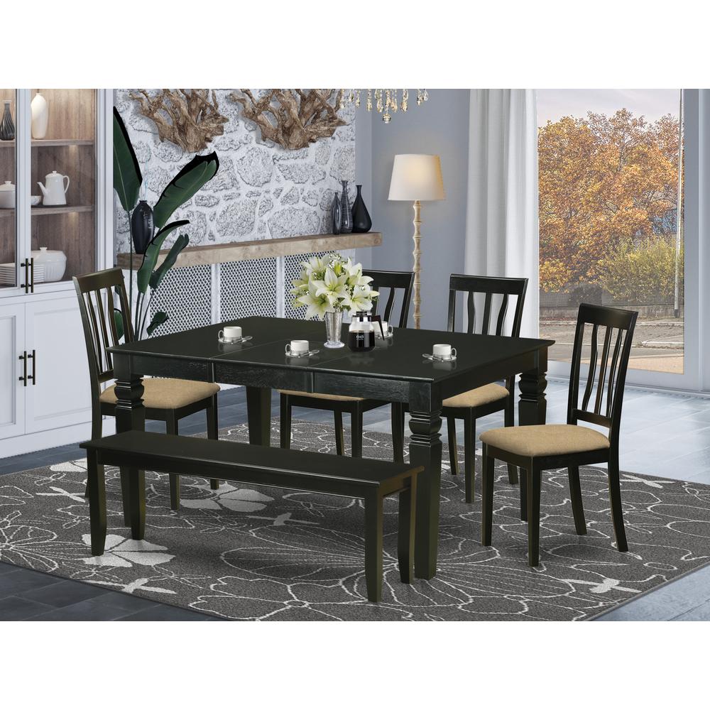 WEAN6D-BLK-C 6 PC Dining room set - Dining Table and 4 Dining Chairs and together with Bench