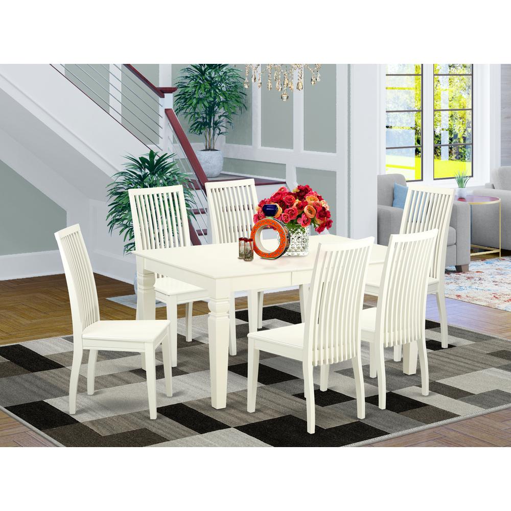 Dining Room Set Linen White, WEIP7-LWH-W