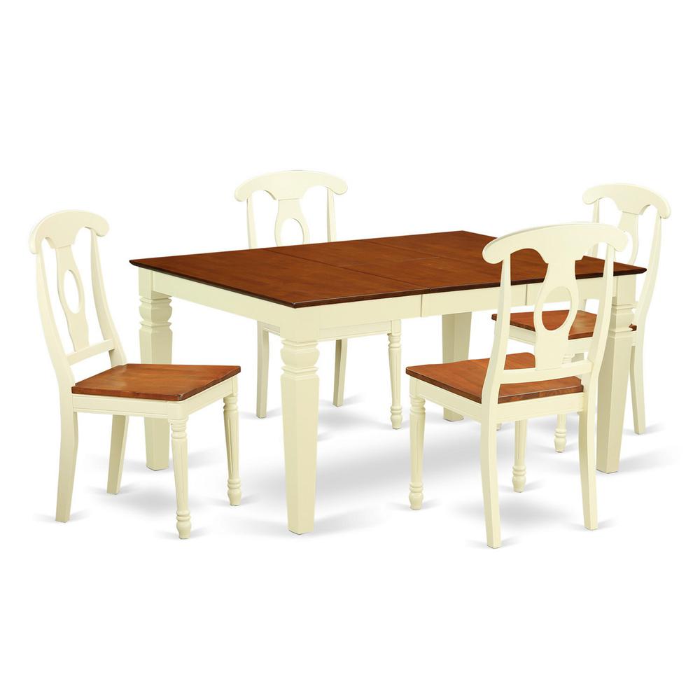 5  Pc  Kitchen  table  set  with  a  Dinning  Table  and  4  Wood  Dining  Chairs  in  Buttermilk  and  Cherry