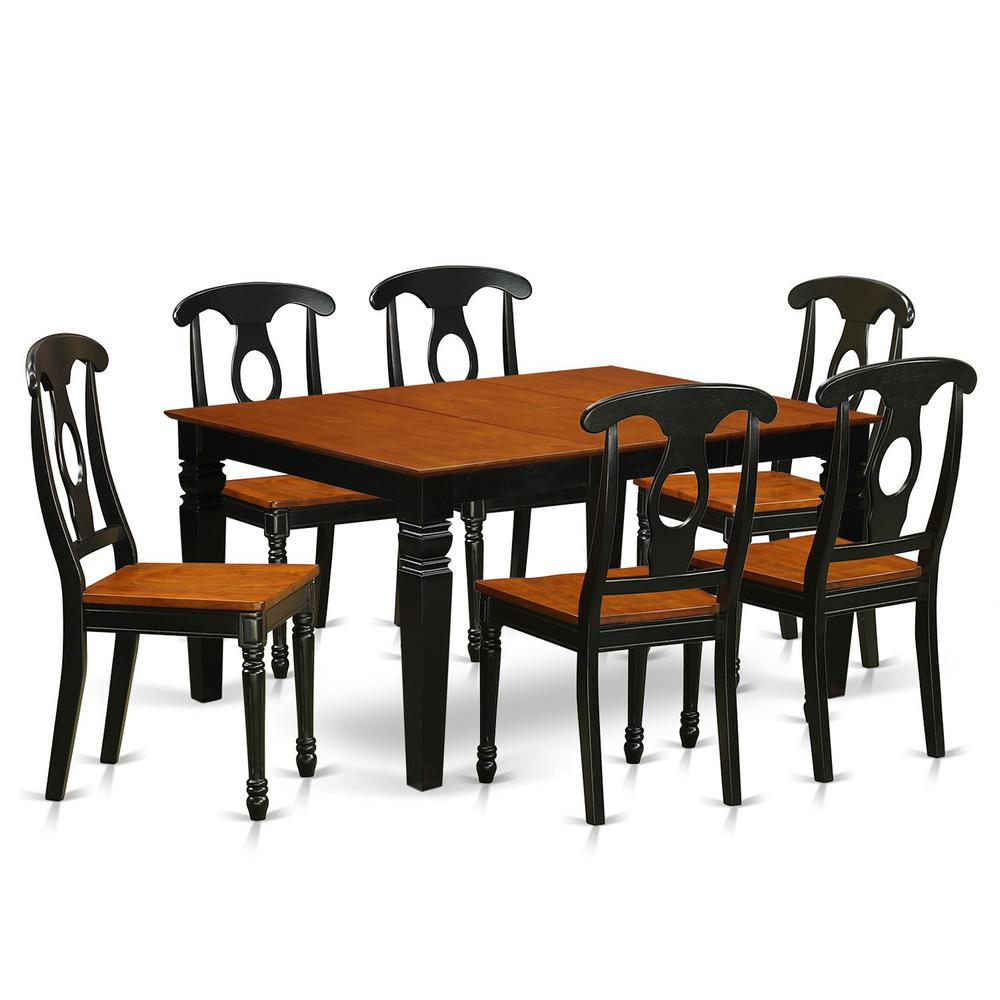 7  Pc  Dining  set  with  a  Kitchen  Table  and  6  Wood  Dining  Chairs  in  Black