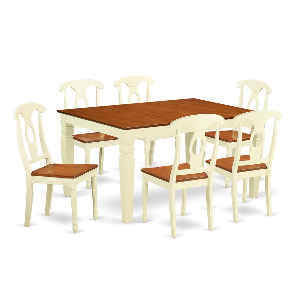 7  Pc  Kitchen  table  set  with  a  Dinning  Table  and  6  Wood  Dining  Chairs  in  Buttermilk  and  Cherry