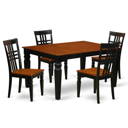 5  Pc  Dining  set  with  a  Dinning  Table  and  4  Wood  Dining  Chairs  in  Black