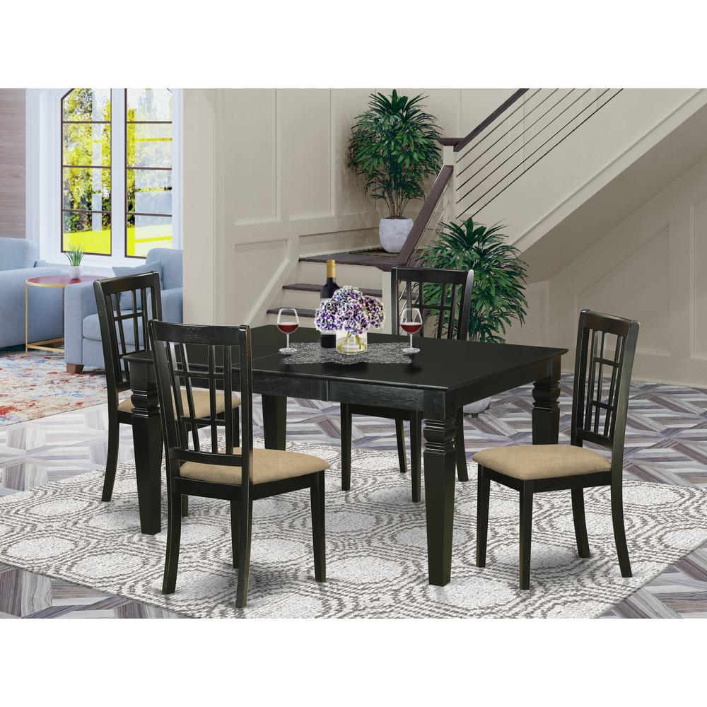 WENI5-BLK-C 5 Pc Dinette Table set - Kitchen dinette Table and 4 Dining Chairs