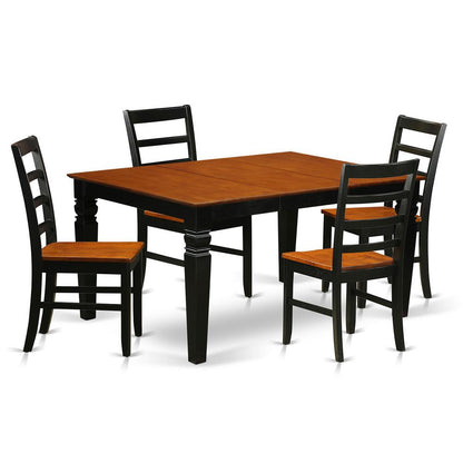 5  Pc  Dinette  set  with  a  Dining  Table  and  4  Wood  Dining  Chairs  in  Black