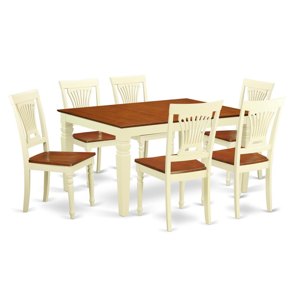 7  Pc  Kitchen  table  set  with  a  Dining  Table  and  6  Wood  Kitchen  Chairs  in  Buttermilk  and  Cherry
