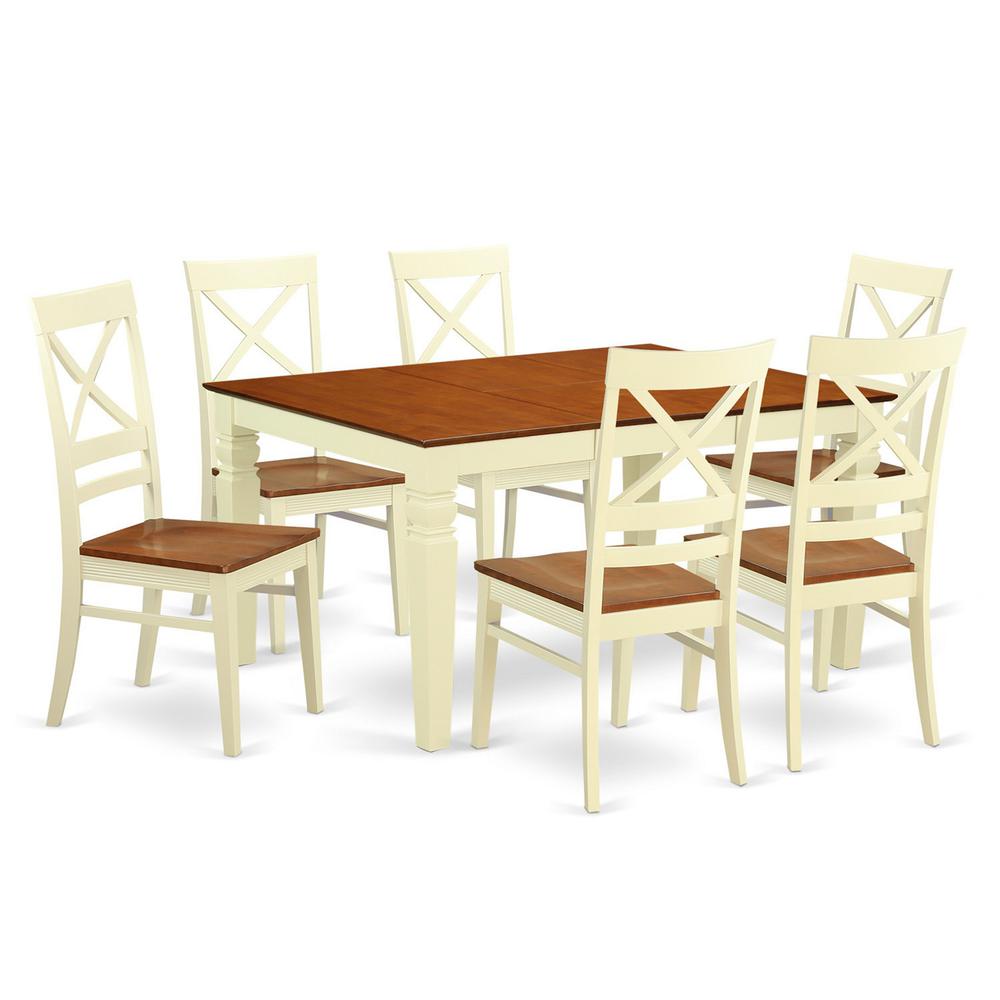 7  Pc  Kitchen  table  set  with  a  Dinning  Table  and  6  Wood  Dining  Chairs  in  Buttermilk  and  Cherry