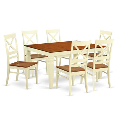 7  Pc  Kitchen  table  set  with  a  Dinning  Table  and  6  Wood  Dining  Chairs  in  Buttermilk  and  Cherry