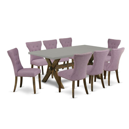 East West Furniture X797Ga740-9 - 9-Piece Dining Table Set - 8 Parsons Chairs and a a Rectangular Table Hardwood Frame