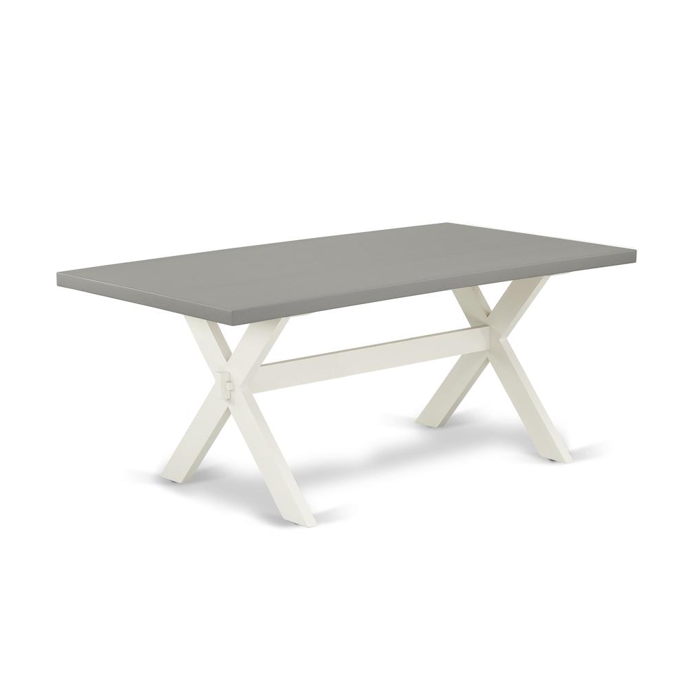 East West Furniture 7-Pc Kitchen Table Set Includes 6 Dining Chairs with Upholstered Seat and High Back and a Rectangular Dinner Table - Linen White Finish