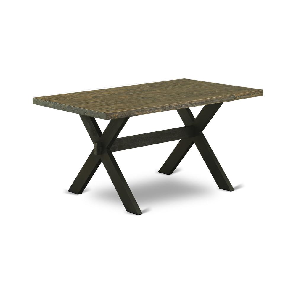 East West Furniture 5-Piece Kitchen Table Set Includes 4 Parson dining chairs with Upholstered Seat and High Back and a Rectangular Dining Table - Black Finish