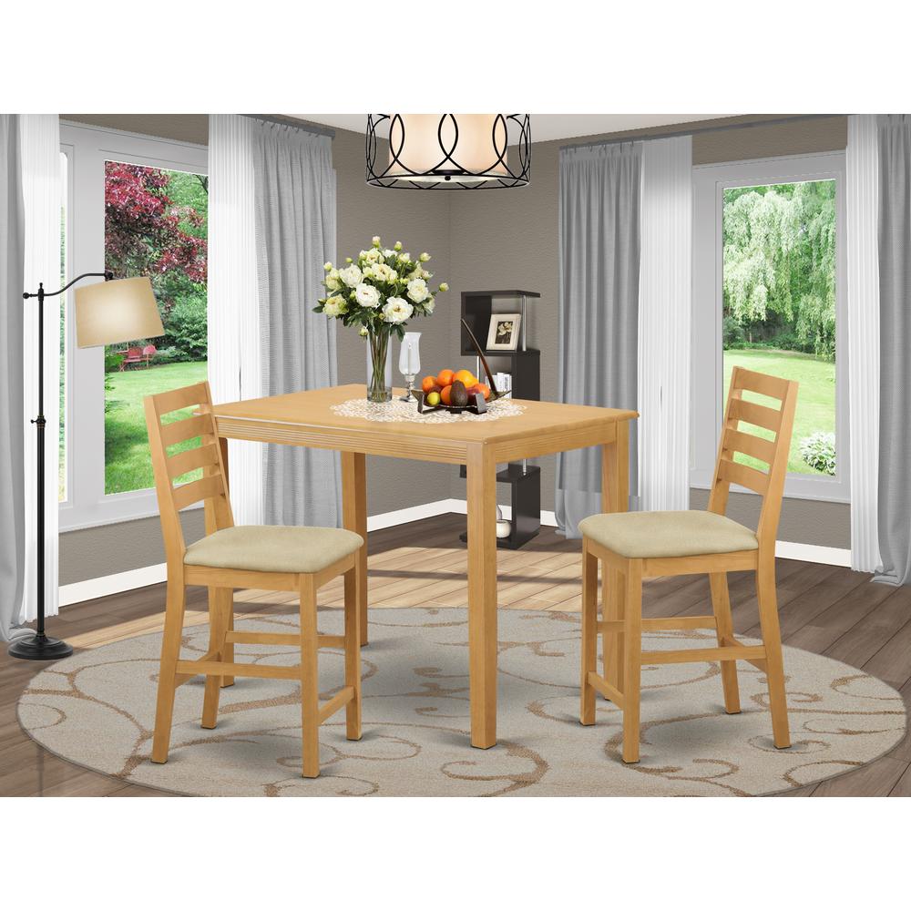 YACF3-OAK-C 3 PC counter height set - counter height Table and 2 dinette Chairs.