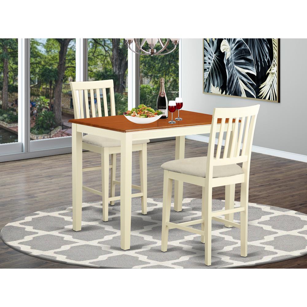 YAVN3-WHI-C 3 PC counter height Dining room set-pub Table and 2 Kitchen Chairs.
