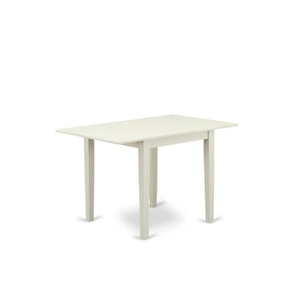 East West Furniture 3-Piece Dining Room Table Set-A Dining Table and 2Linen FabricKitchen Chairs with Button Tufted Back - Linen White Finish