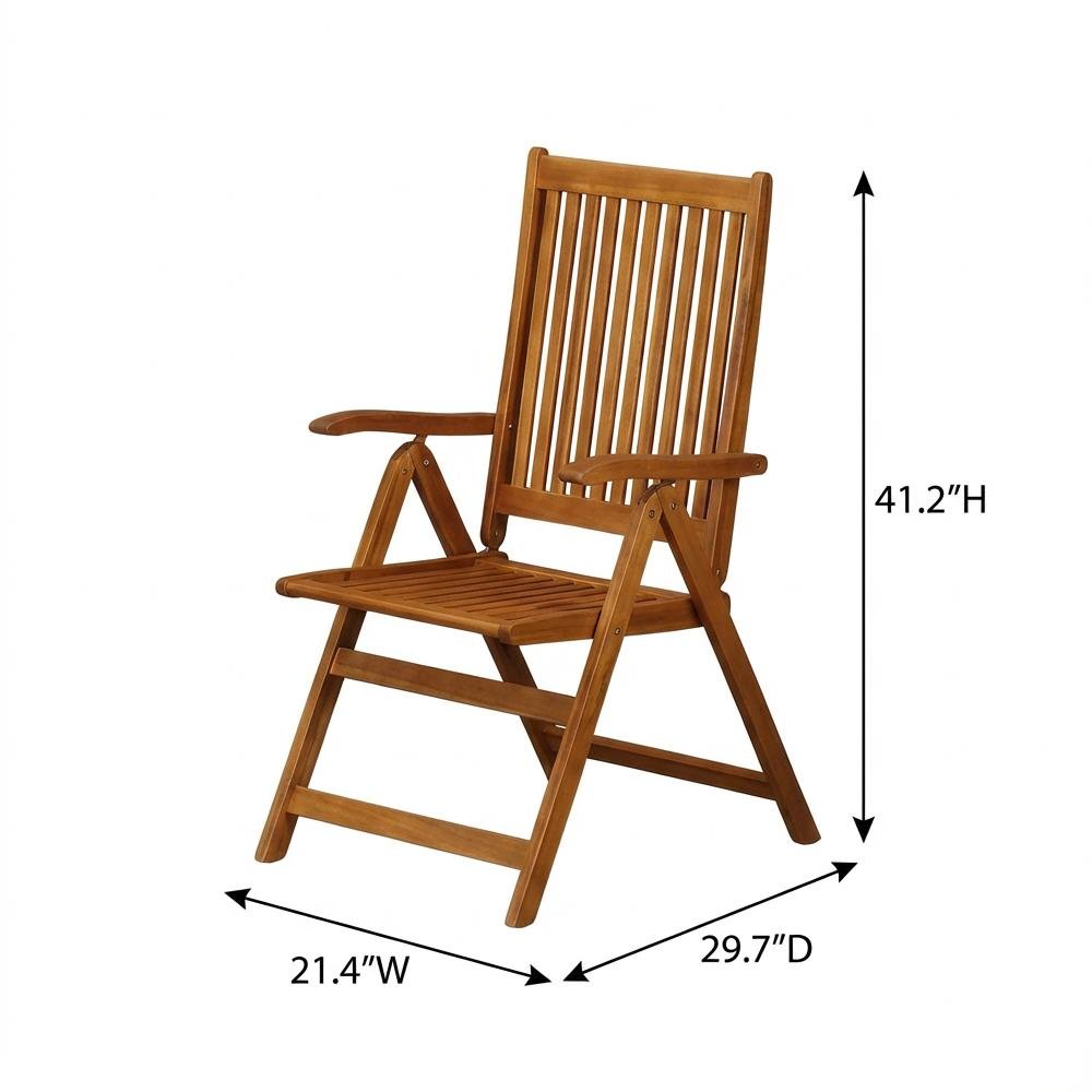 Wooden Patio Chair, Oil Finish Set of 2 - Durable Frame and Comfortable Seating