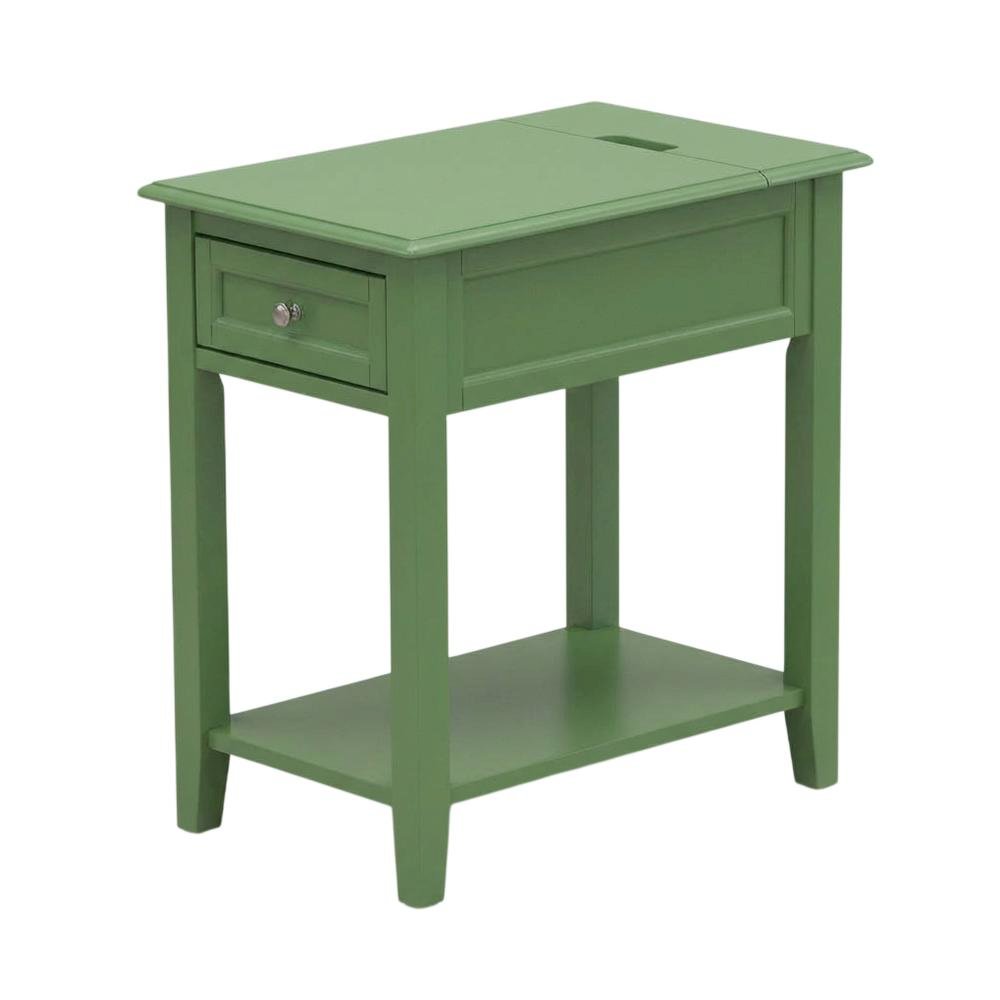 Clover Green Nightstand with Wooden Drawer and Sturdy Construction for Bedroom