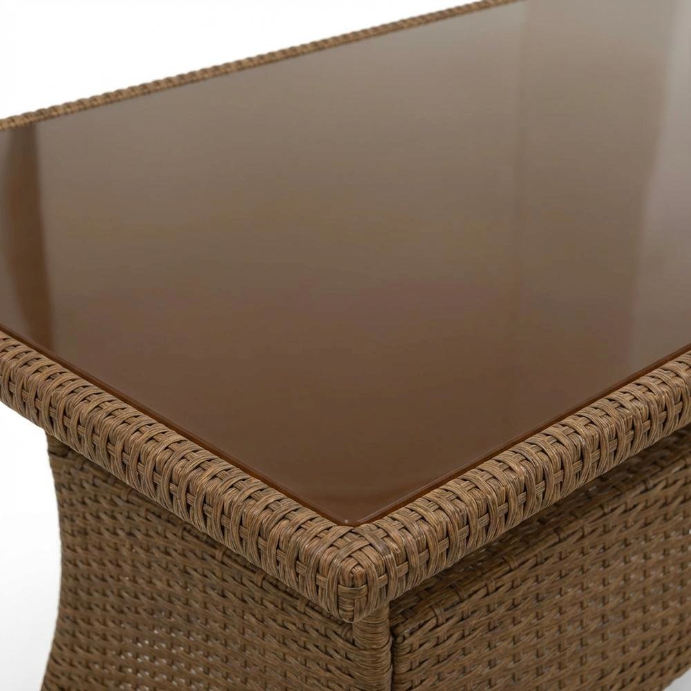 Brown Wicker Patio Bistro Table with Durable Frame and Weatherproof Design