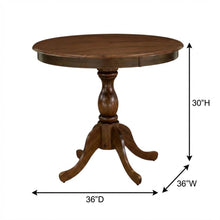 36 Inch Round Wood Dining Table in Walnut – Solid Pedestal Kitchen Table