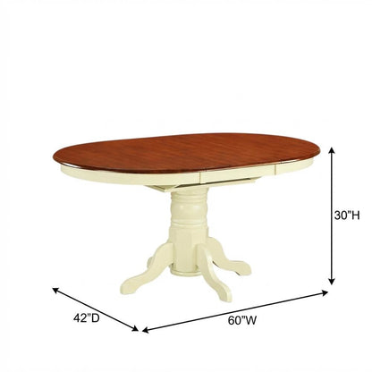 White Oval Pedestal Table, Butterfly Leaf Extension, Seats 6
