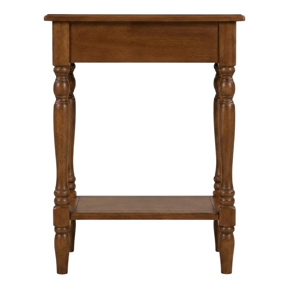 Antique Walnut End Table with Open Storage Shelf for Small Spaces Sturdy Design