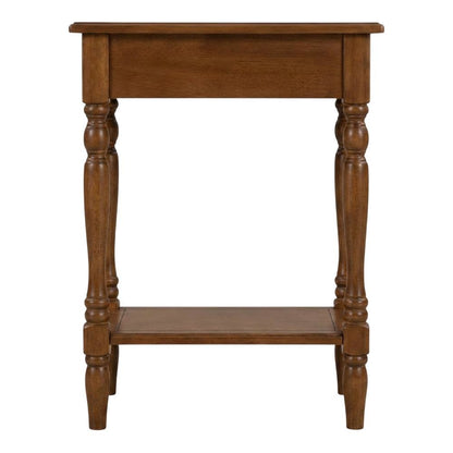 Antique Walnut End Table with Open Storage Shelf for Small Spaces Sturdy Design