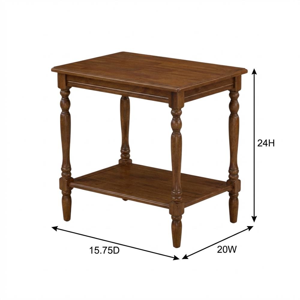 Antique Walnut End Table with Open Storage Shelf for Small Spaces Sturdy Design