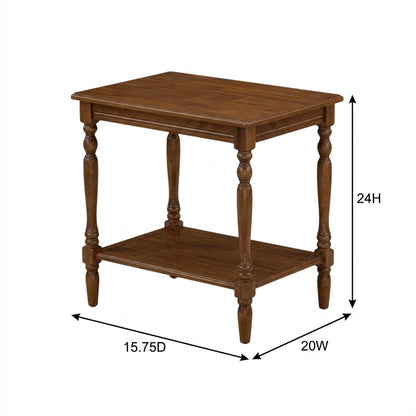 Antique Walnut End Table with Open Storage Shelf for Small Spaces Sturdy Design