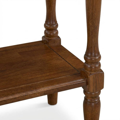 Antique Walnut End Table with Open Storage Shelf for Small Spaces Sturdy Design