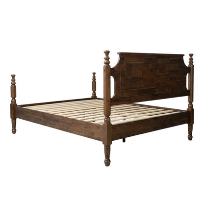 Solid Wood Platform Bed with Headboard, Traditional King Size