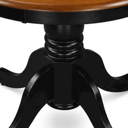 Black Round Pedestal Dining Table, Mid-Century Modern, Seats 2