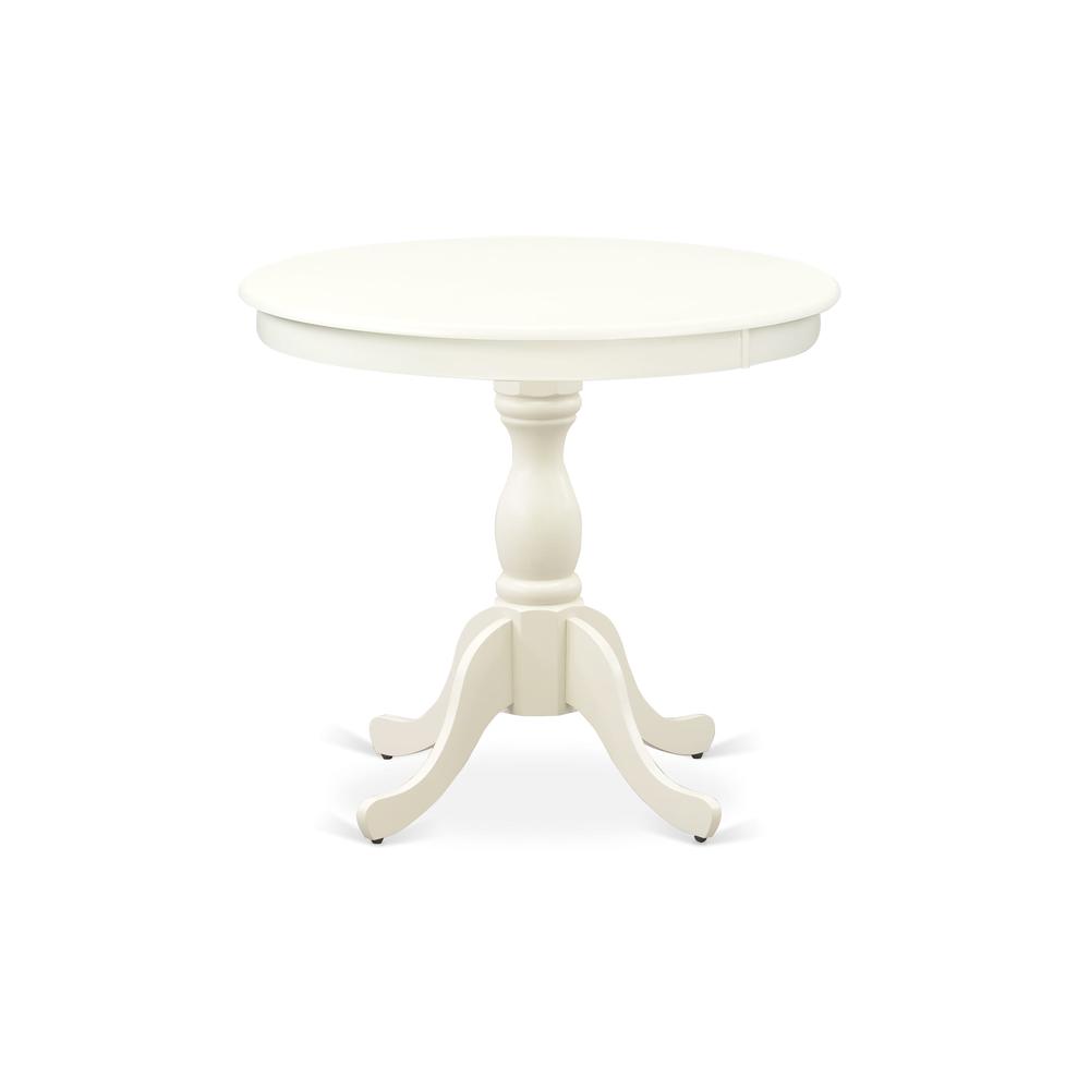 AMLA3-LWH-06 3 Pc Dining Table Set - 1 Wooden Dining Table and 2 Shitake Kitchen Chairs - Linen White Finish