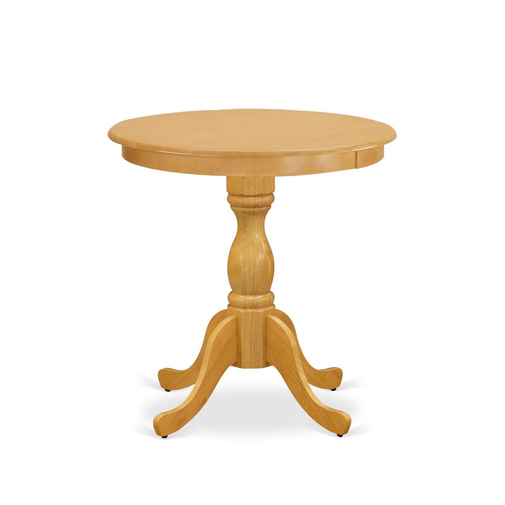 East West Furniture - ESPO3-OAK-W - 3-Pc Modern Dining Room Table Set - 2 Wooden Dining Room Chairs and 1 Wood Dining Table (Oak Finish)