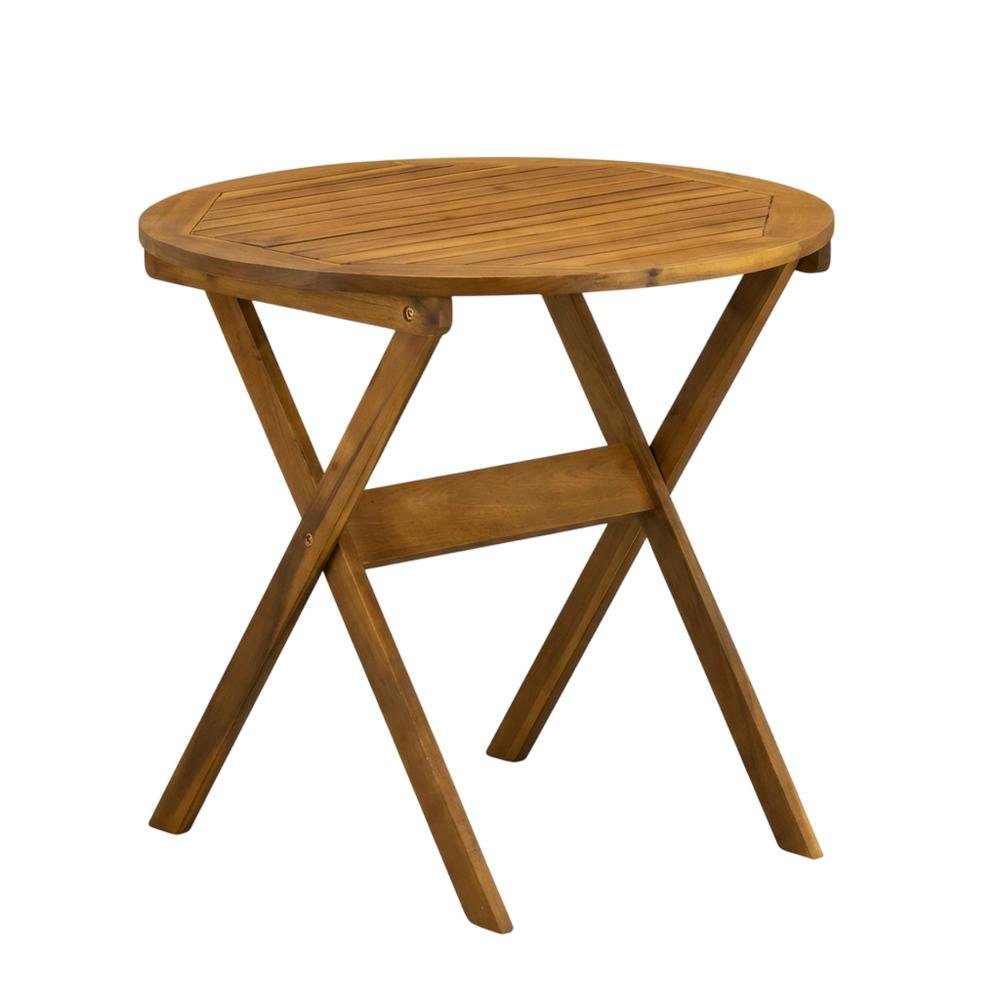 3-Piece Outdoor Bistro Set Oil-Finish Wooden Folding Table and 2 Chairs