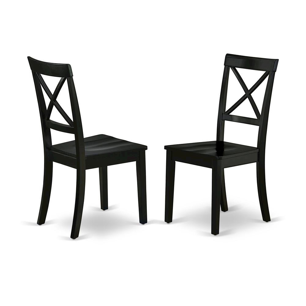 Black Dining Chair, Wooden Seat, X-Back, Set of 2, Wooden