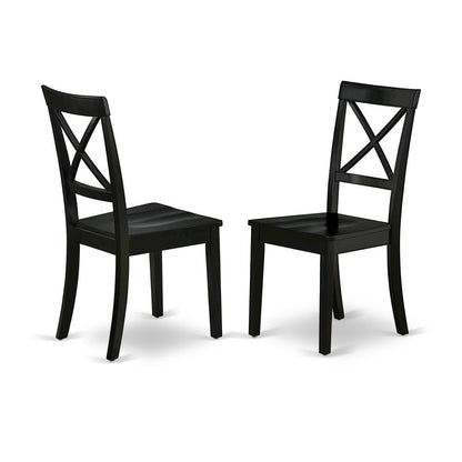 Black Dining Chair, Wooden Seat, X-Back, Set of 2, Wooden