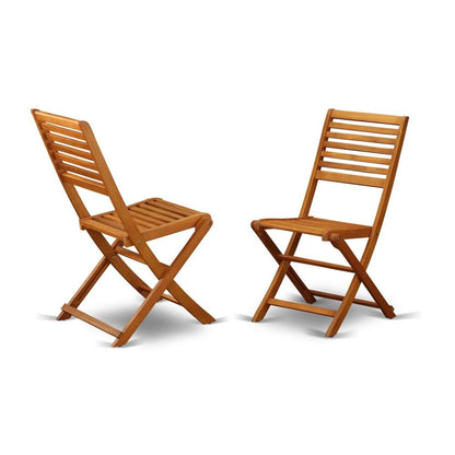 Wooden Patio Set Oil Finish Dining Table with 4 Matching Outdoor Side Chairs