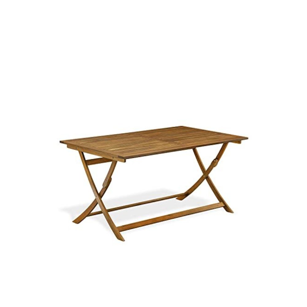 AECM7CANA - 7 Piece Superior Bistro Table Set - Attractive Outdoor Patio Table with 6 Folding Patio ArmChairs- Natural Oil Finish